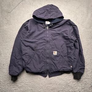 Tyndale FR Canvas Work Hooded Jacket Mens Large Flame Resistant Navy Indura